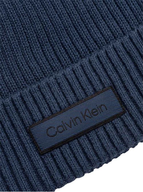 Berretto in cotone a coste larghe con patch Calvin Klein | LV04D8053GCEC